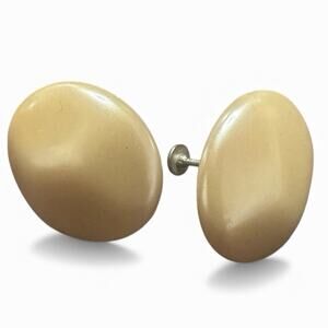 VTG 1” Cream Bakelite Screw Back Earrings 1940s Butterscotch Retro MCM Jewelry